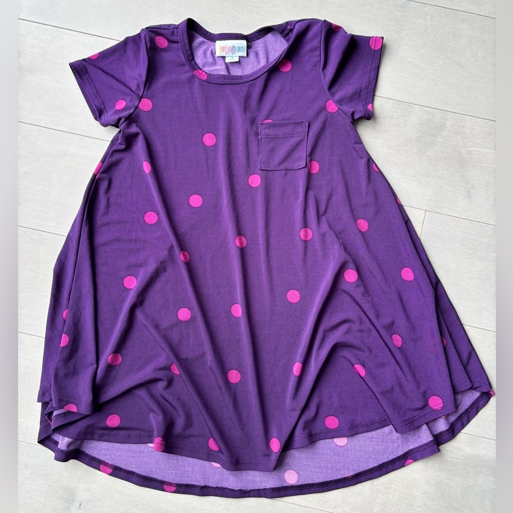 LuLaRoe Purple Polka dot dress Size 4T